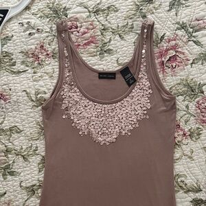 INC International Concepts Sequin Tank Top - Light Brown